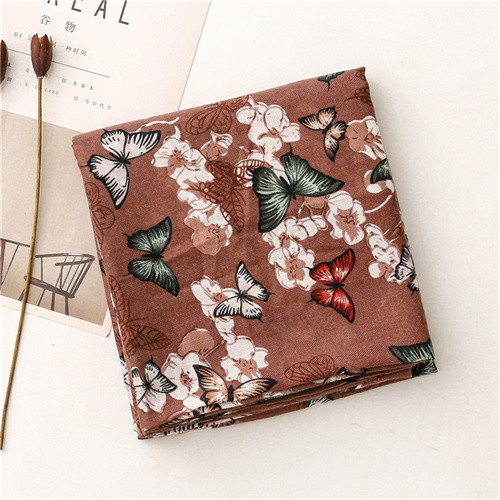 Fashion herringbone cotton linen scarf butterfly silk scarf travel sunscreen shawl