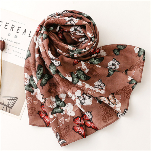 Fashion herringbone cotton linen scarf butterfly silk scarf travel sunscreen shawl