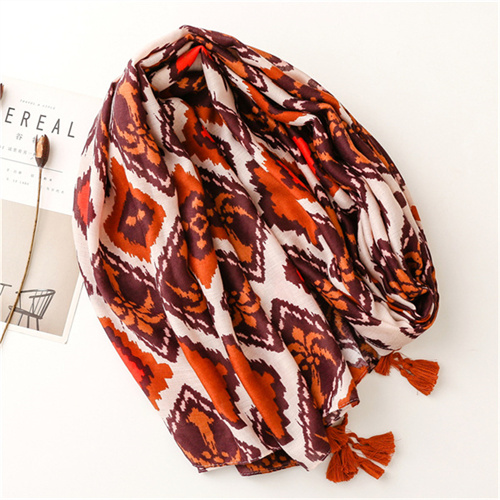 Fashion soft cotton linen scarf long tassel shawl sunscreen beach towel