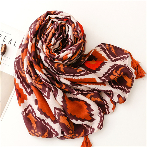 Fashion soft cotton linen scarf long tassel shawl sunscreen beach towel