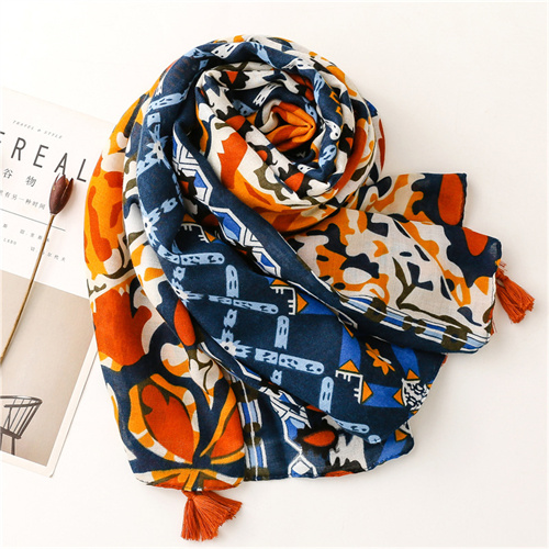 Patchwork printed cotton linen scarf seaside tourism sunscreen beach towel