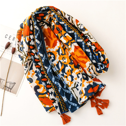 Patchwork printed cotton linen scarf seaside tourism sunscreen beach towel