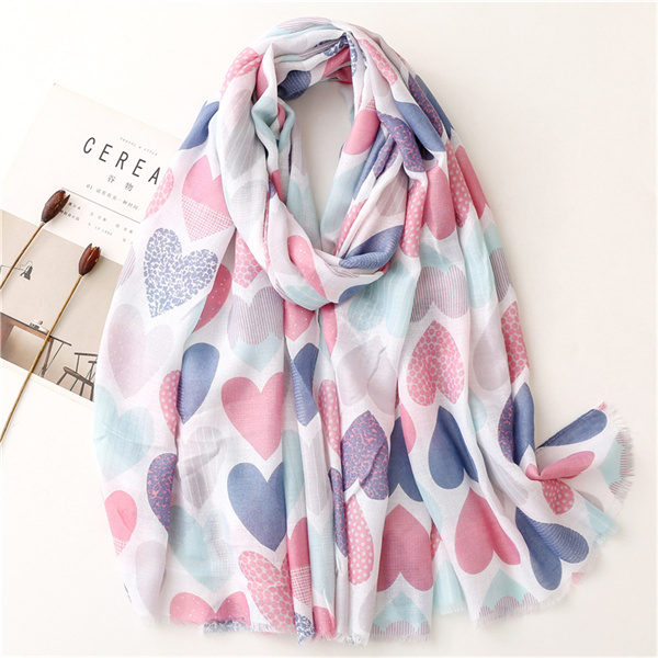 Versatile colorful love scarf sunscreen thin shawl cotton linen scarf wholesale