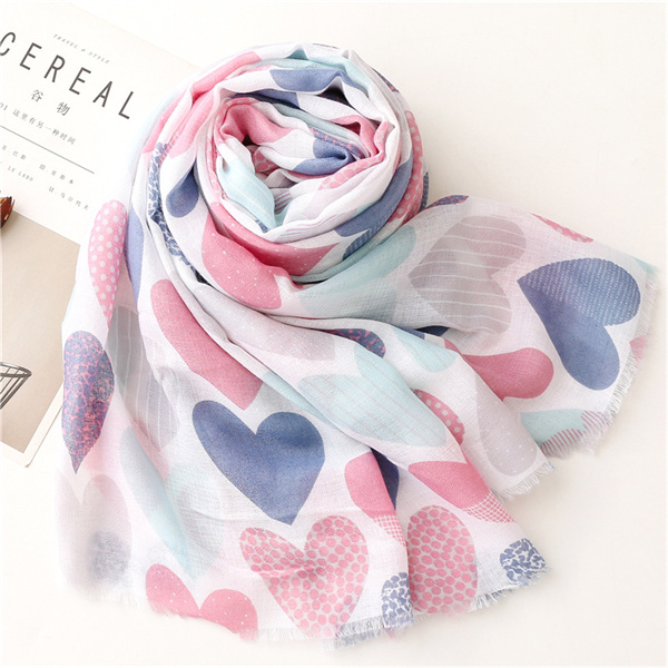 Versatile colorful love scarf sunscreen thin shawl cotton linen scarf wholesale