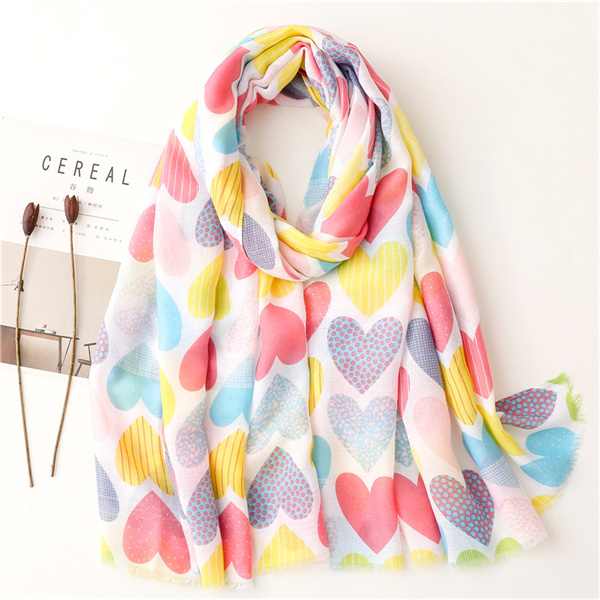 Versatile colorful love scarf sunscreen thin shawl cotton linen scarf wholesale