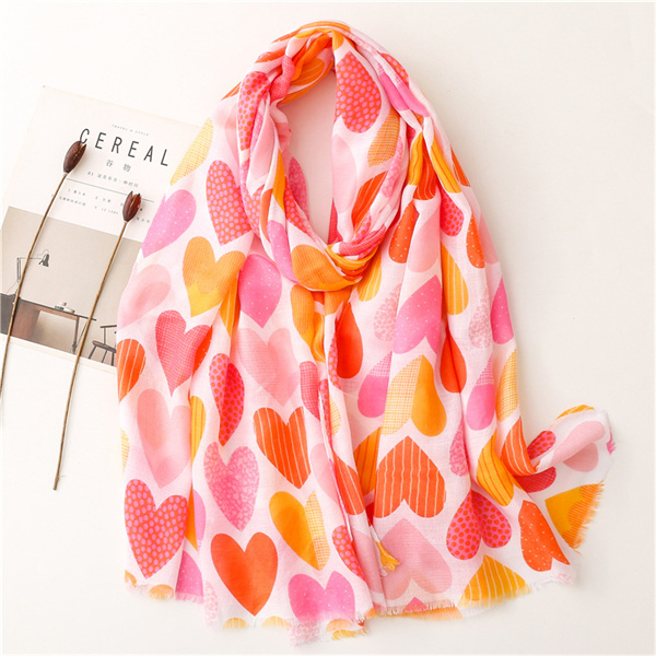 Versatile colorful love scarf sunscreen thin shawl cotton linen scarf wholesale
