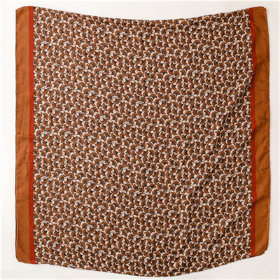 Fashion lady herringbone cotton linen scarf ginkgo flower leaf silk scarf wholesale