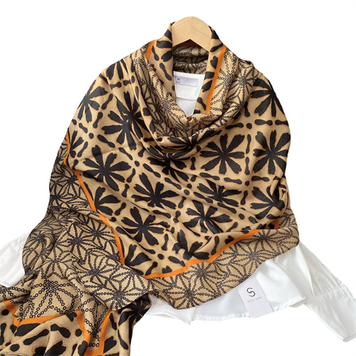 Geometric color matching printing scarf summer Qing new floret cotton linen sunscreen shawl