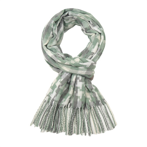 High grade imitation cashmere new warm scarf geometric splicing tassel scarf