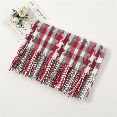 High grade imitation cashmere new warm scarf geometric splicing tassel scarf