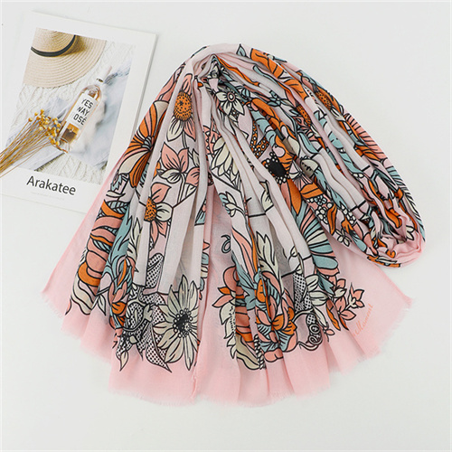 Four seasons casual scarf printed Satin cotton fashion shawl wholesale