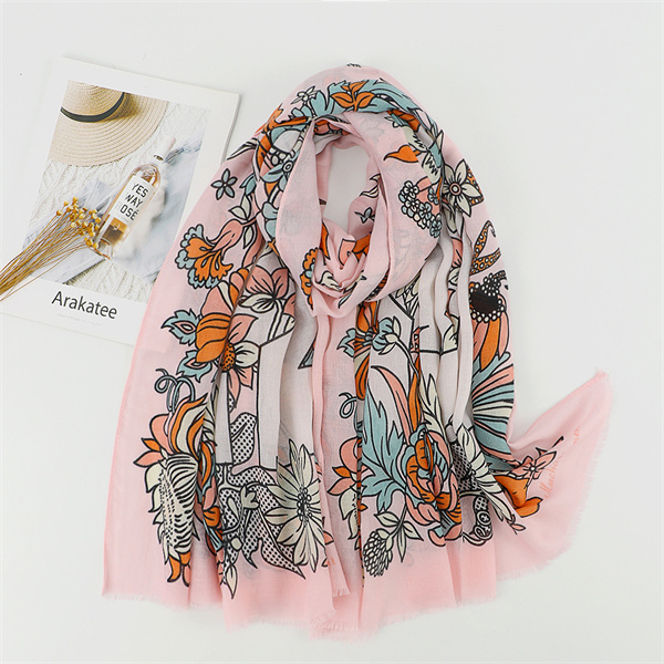 Four seasons casual scarf printed Satin cotton fashion shawl wholesale