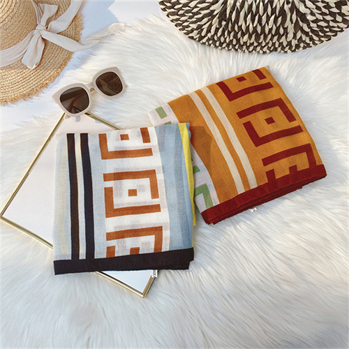 New cotton linen beach towel letter printing holiday sunscreen scarf womens messy shawl