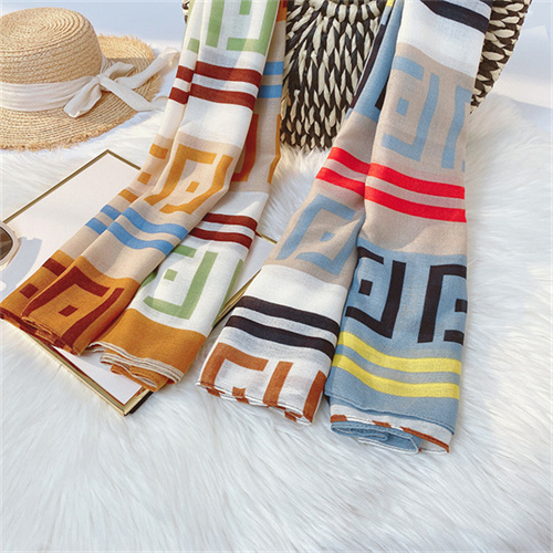 New cotton linen beach towel letter printing holiday sunscreen scarf womens messy shawl