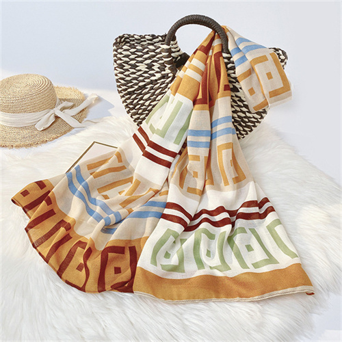 New cotton linen beach towel letter printing holiday sunscreen scarf womens messy shawl