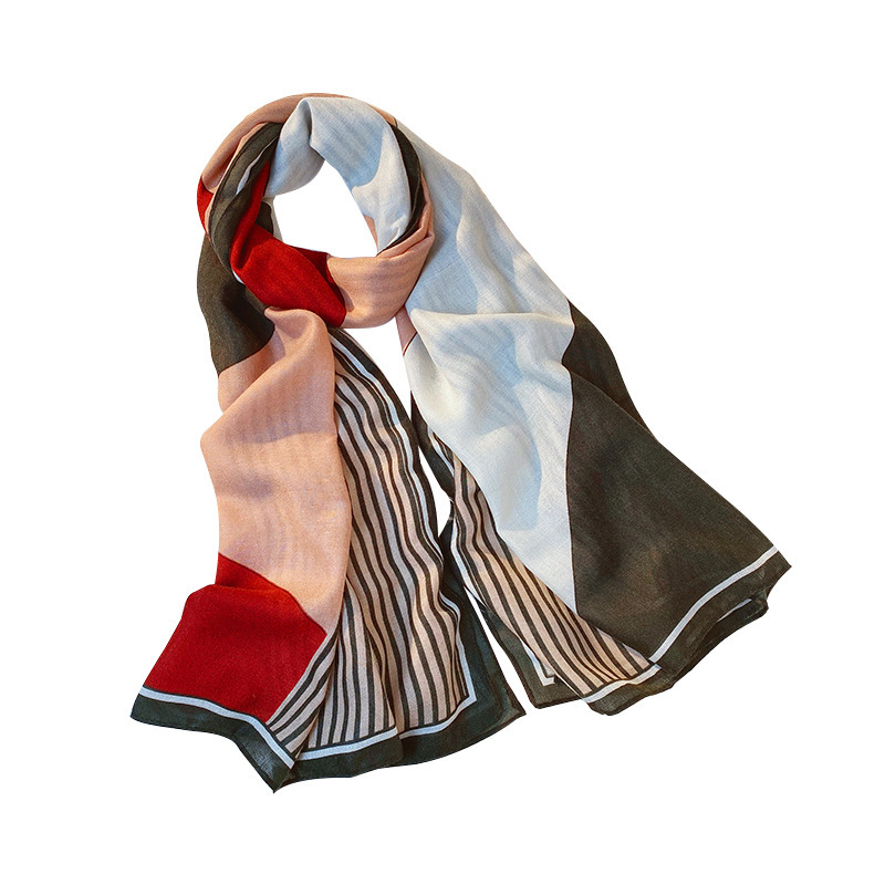 New cotton and hemp womens travel vacation sunscreen Plaid Scarf Shawl printed beach towel