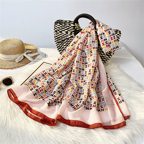 Letter printed silk scarves womens fashion curled cotton linen silk scarves scarves wholesale