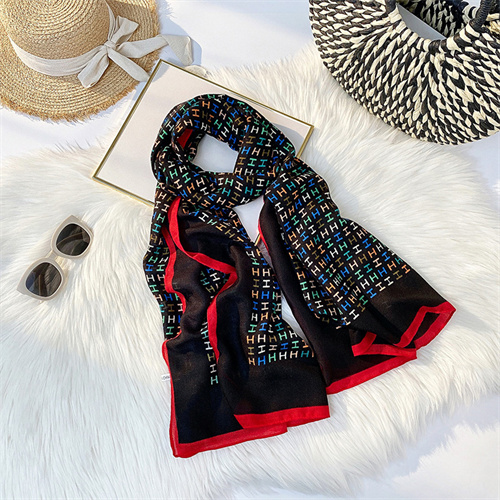 Letter printed silk scarves womens fashion curled cotton linen silk scarves scarves wholesale