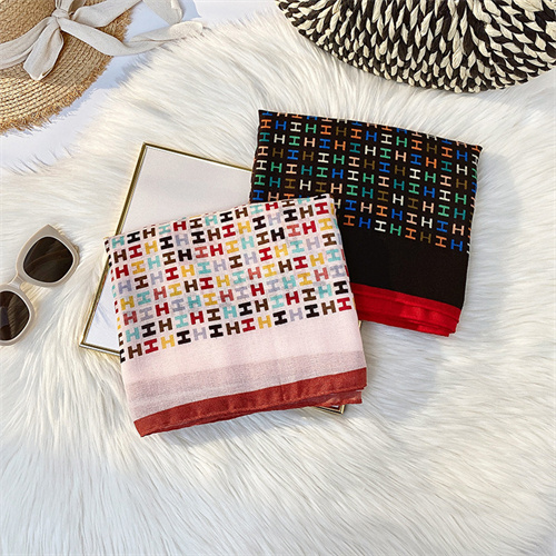 Letter printed silk scarves womens fashion curled cotton linen silk scarves scarves wholesale