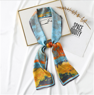 Long silk scarves printed imitation silk ribbon sweet small scarf customized wholesale