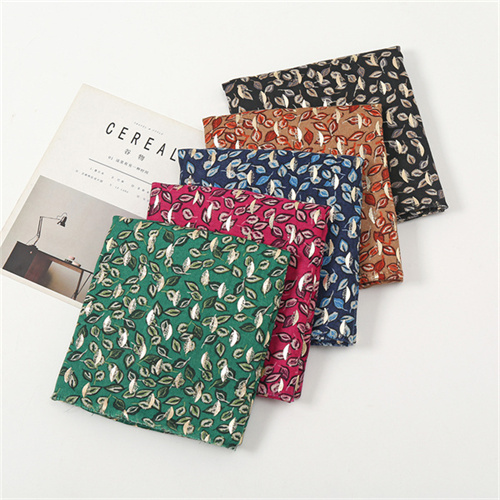 New leaf gilding Satin cotton thin scarf versatile shawl wholesale