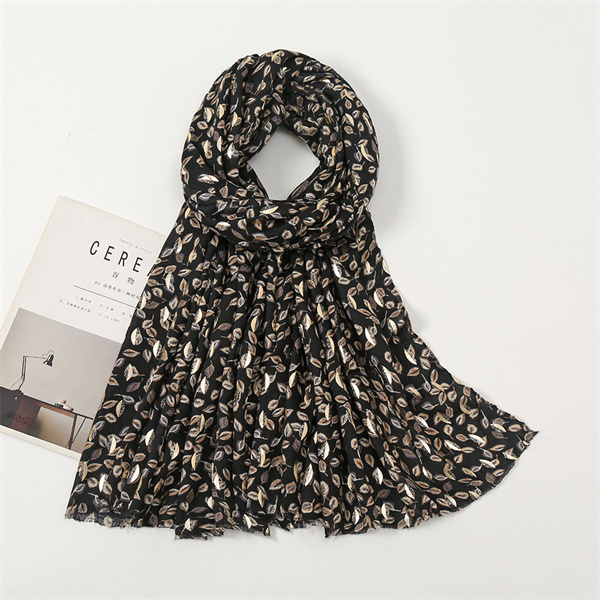 New leaf gilding Satin cotton thin scarf versatile shawl wholesale