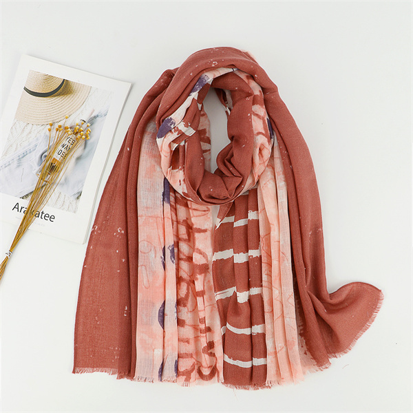 Thin geometric color splicing Satin cotton womens scarf wholesale