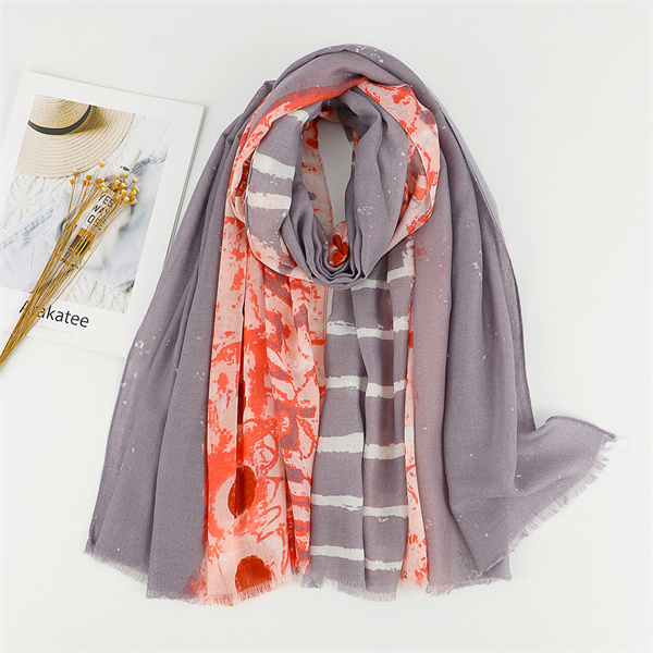 Thin geometric color splicing Satin cotton womens scarf wholesale
