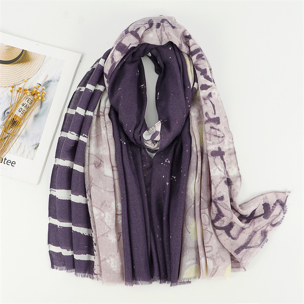 Thin geometric color splicing Satin cotton womens scarf wholesale