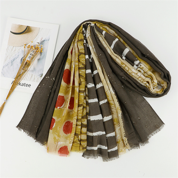 Thin geometric color splicing Satin cotton womens scarf wholesale