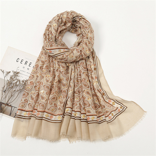 Fashion cashew flower thin Scarf Cotton Linen gilding printing versatile shawl wholesale