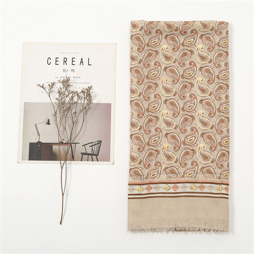 Fashion cashew flower thin Scarf Cotton Linen gilding printing versatile shawl wholesale