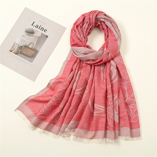 Fashion thin cotton scarf printing hot drill Baotou scarf wholesale