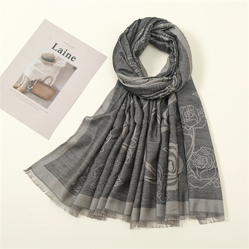 Fashion thin cotton scarf printing hot drill Baotou scarf wholesale