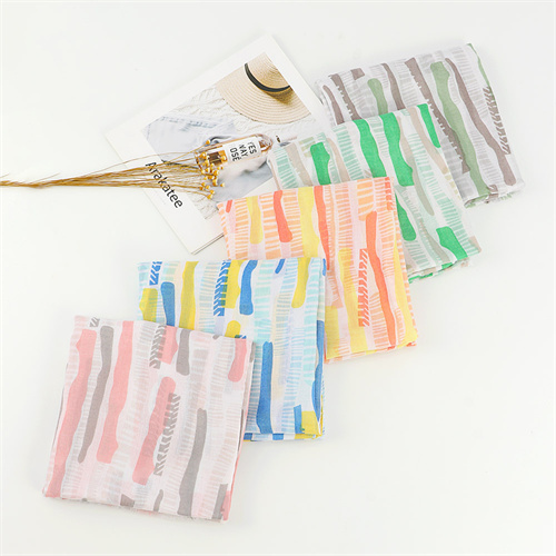 Color stripe splicing thin shawl womens fashion versatile sunscreen warm versatile scarf