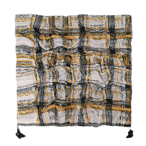 Geometric stitching tassel warm scarf Satin cotton fashionable with sunscreen shawl