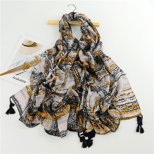 Geometric stitching tassel warm scarf Satin cotton fashionable with sunscreen shawl