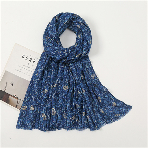 Satin cotton gilded cashew flower thin casual scarf wholesale
