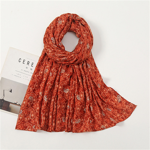 Satin cotton gilded cashew flower thin casual scarf wholesale