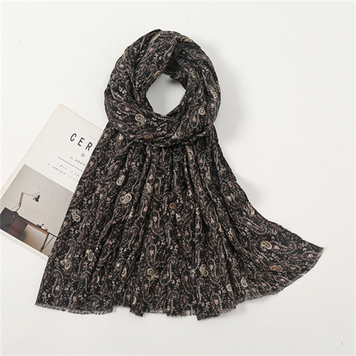 Satin cotton gilded cashew flower thin casual scarf wholesale