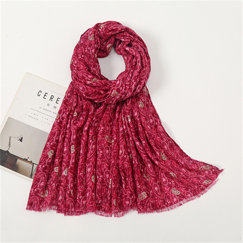 Satin cotton gilded cashew flower thin casual scarf wholesale