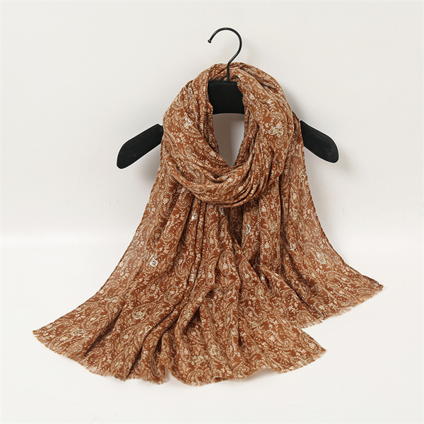 Satin cotton gilded cashew flower thin casual scarf wholesale