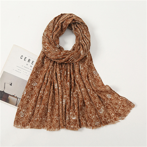 Satin cotton gilded cashew flower thin casual scarf wholesale