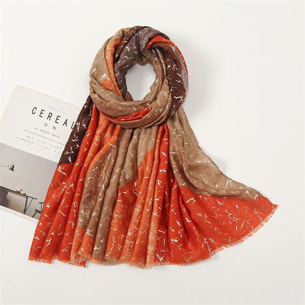 Color gilding splicing thin scarf Satin cotton versatile shawl wholesale