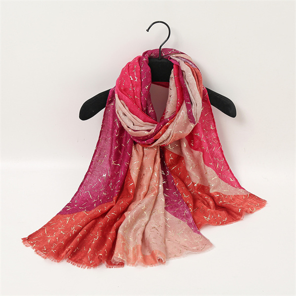 Color gilding splicing thin scarf Satin cotton versatile shawl wholesale