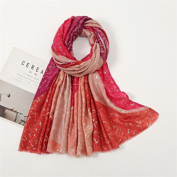 Color gilding splicing thin scarf Satin cotton versatile shawl wholesale