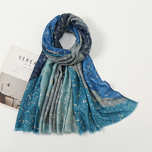 Color gilding splicing thin scarf Satin cotton versatile shawl wholesale
