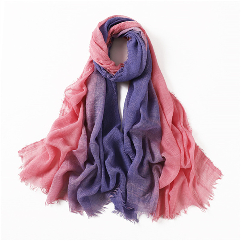 New gradient rainbow color Fashion Scarf pleated cotton scarf wholesale