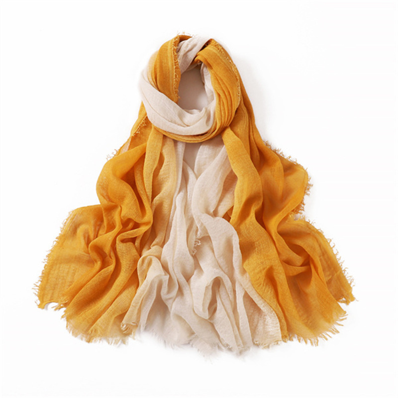 New gradient rainbow color Fashion Scarf pleated cotton scarf wholesale