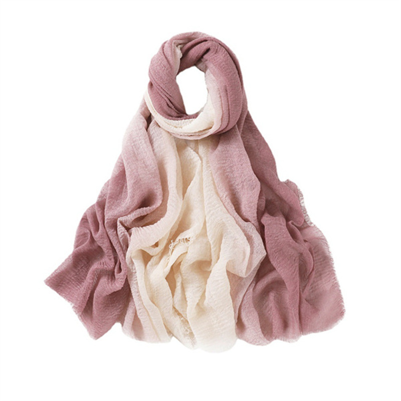 New gradient rainbow color Fashion Scarf pleated cotton scarf wholesale